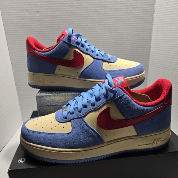 Nike Air Force 1 Premium Low Blue and Red Beige Sneaker Streetwear BrandNew 10.5 - Picture 10 of 16